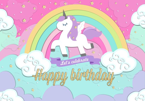 Плакат с единорогом на день рождения