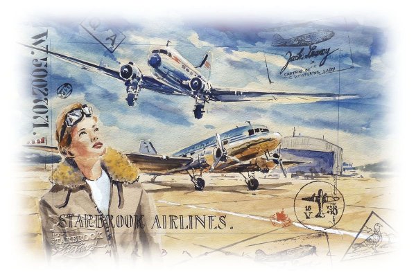 Иллюстрации с изображением летчика