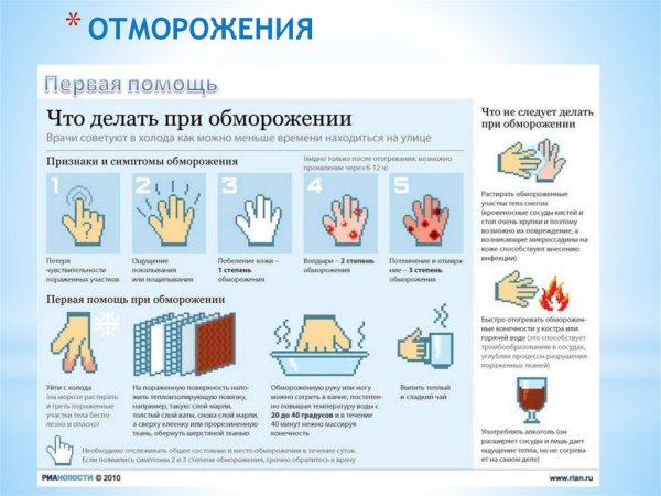 Основные мероприятия при обморожении