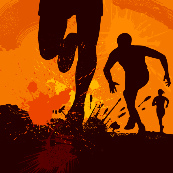 Бегуны в гору силуэт