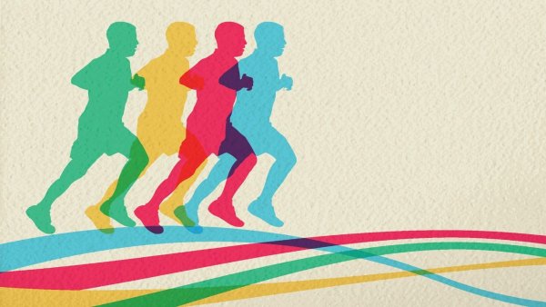 Разноцветные силуэты людей спорт