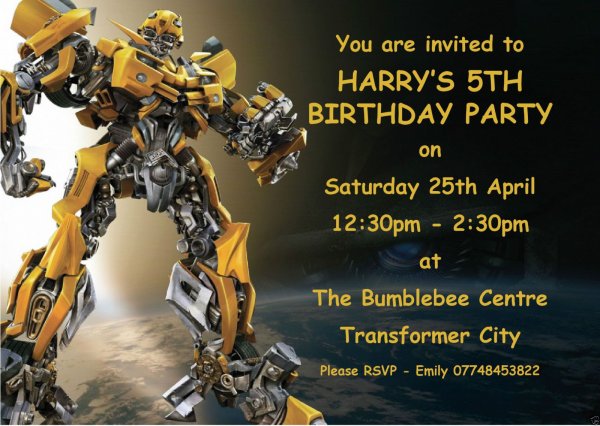 Пригласительные на день рождения трансформеры