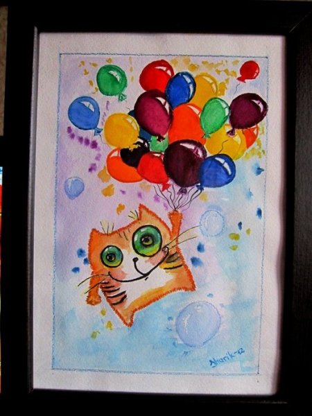 Открытка красками на день рождения