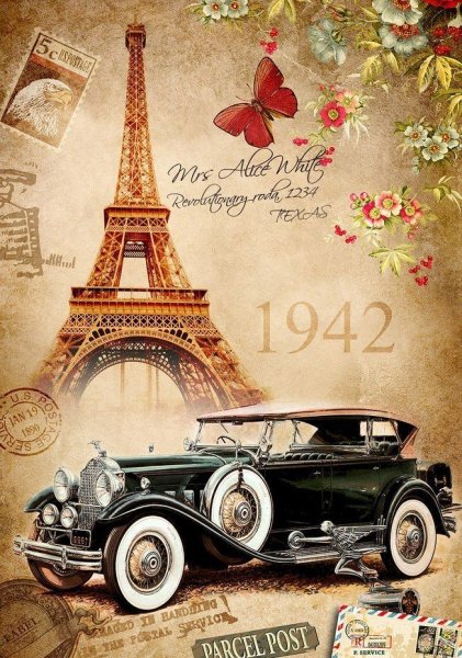 Ретро машины для декупажа