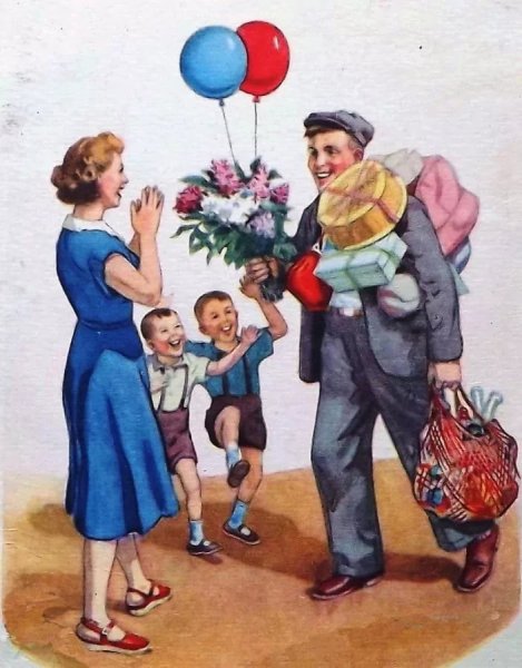 Открытка на день рождение маме в Советском стиле