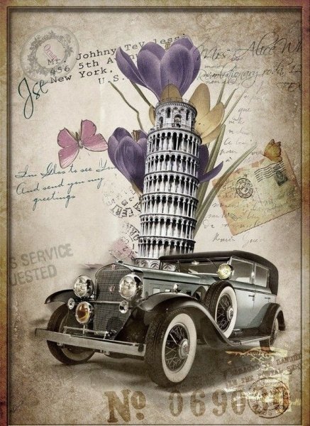 Ретро автомобили для декупажа