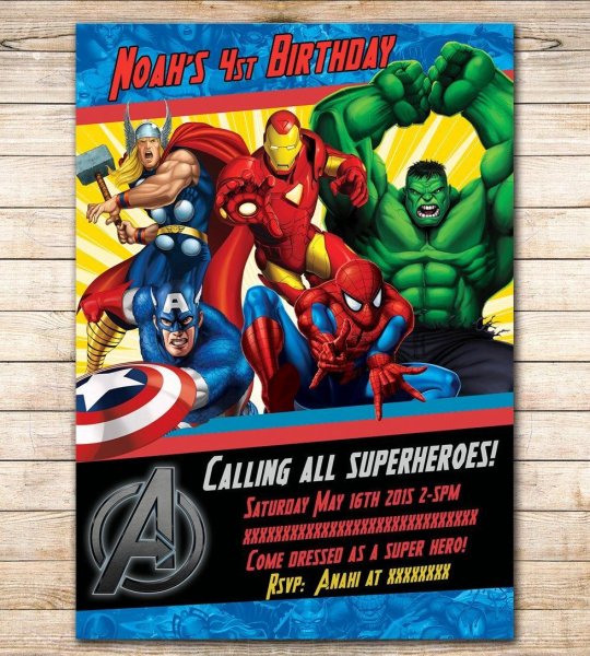 Приглашение на др в стиле Марвел