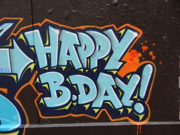 Надпись Happy Birthday в стиле граффити