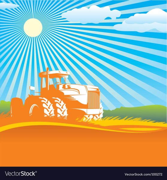 Трактор в поле вектор