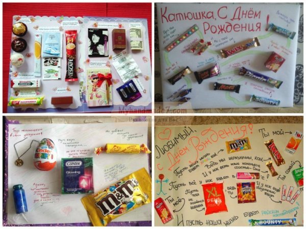 Плакат со сладостями на день рождения маме