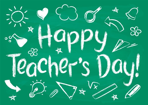Школьная доска с надписью Happy teacher Day