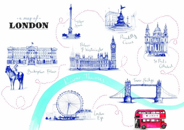 Карта Лондона с достопримечательностями для детей