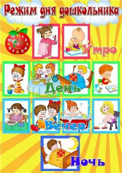 Карточки с режимом дня для детей