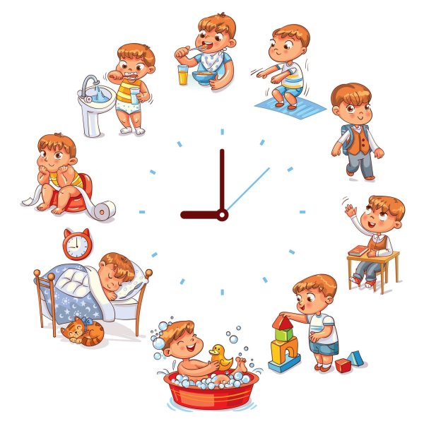 Часы с режимом дня для дошкольников