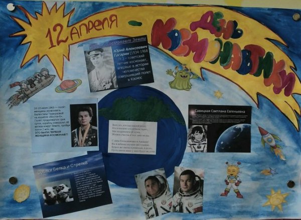 Плакат ко Дню космонавтики в школе