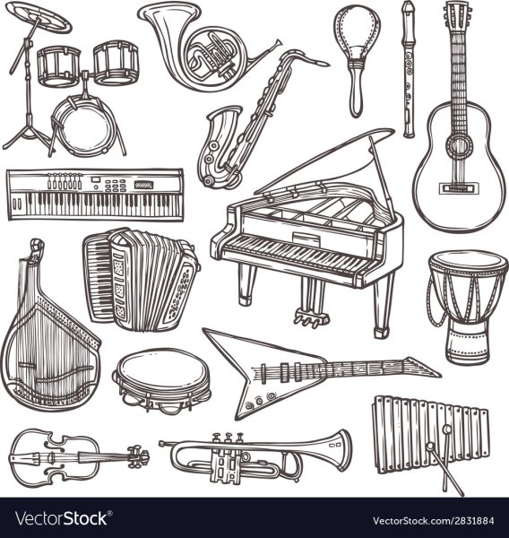 Музыкальные инструменты Наброски