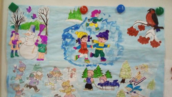 Аппликация зимние забавы в ДОУ