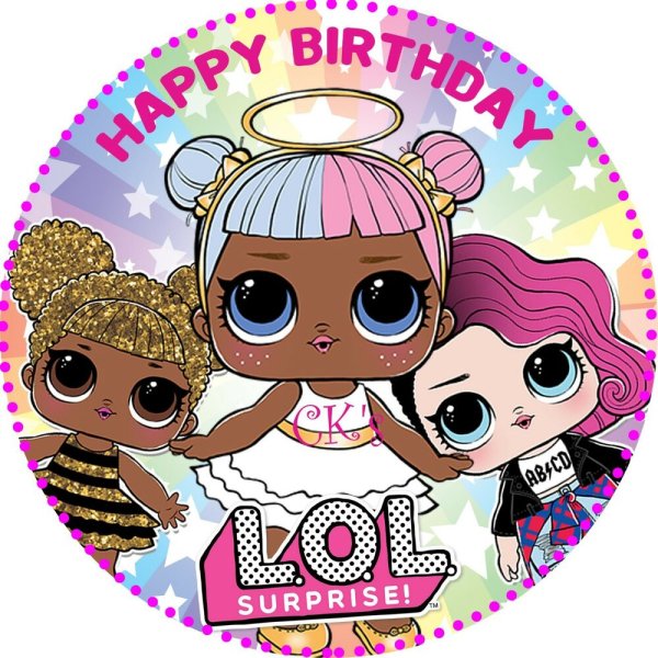 Куклы ЛОЛ фотопечать на торт круглая