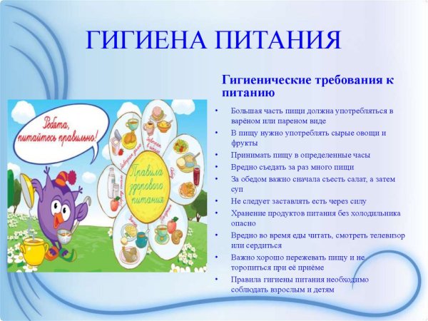 Памятка гигиена питания
