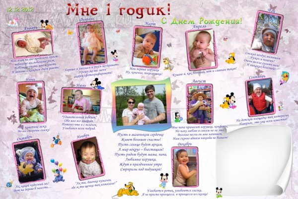 Плакат на день рождения 1 годик