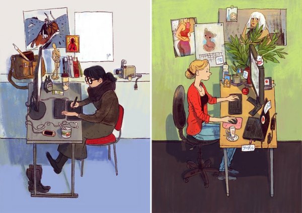 Мультяшная девушка дизайнер