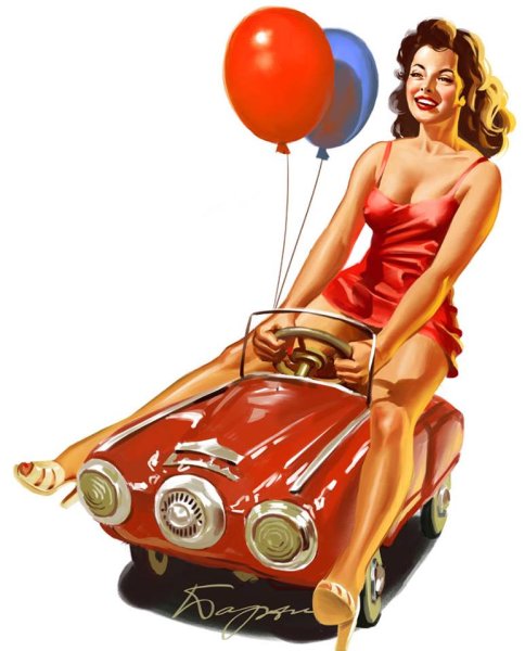 Советский пин ап Валерия Барыкина автомобиль