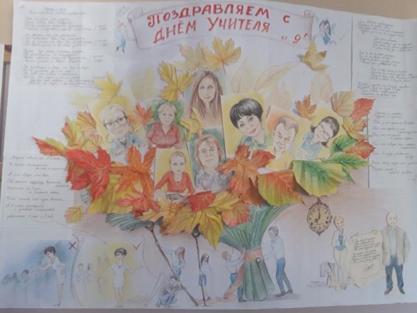 Плакат учителю на день рождения от учеников