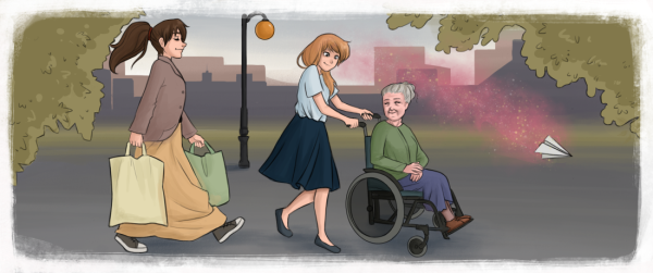 Помощь пожилым иллюстрация