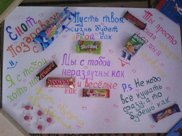 Подарок на день рождения на ватмане