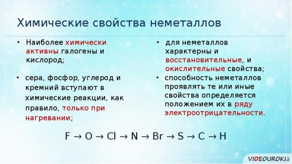 Общие химические свойства неметаллов химия 9 класс