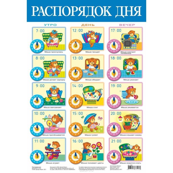 Карточки режим дня для детей