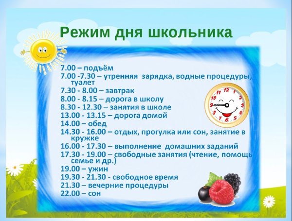 Как ребенку составить распорядок дня
