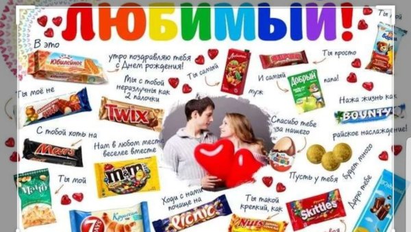 Плакат со сладостями на день рождения