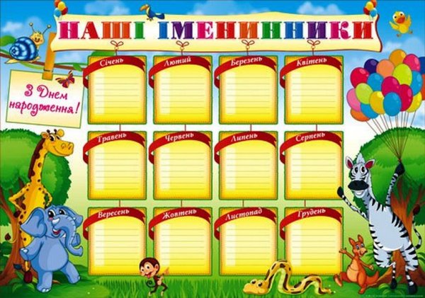 Список именинников в детском саду