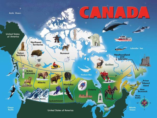 Карта Канады для детей