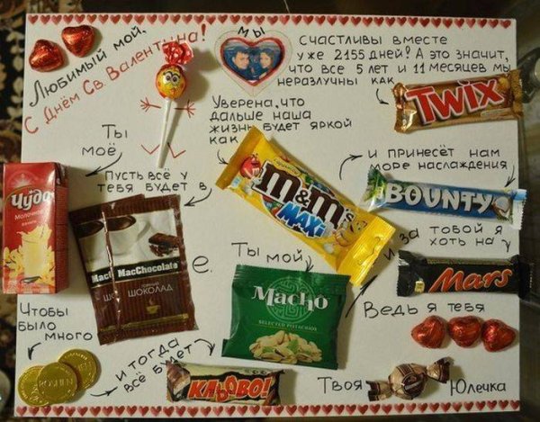 Плакат со сладостями на день рождения мужу