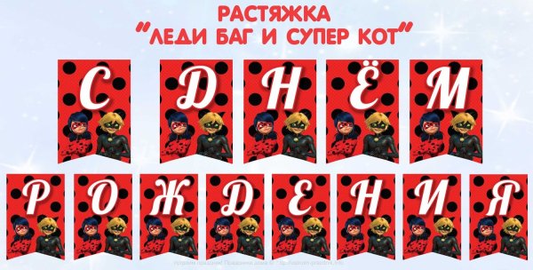 Растяжка с днем рождения в стиле леди баг