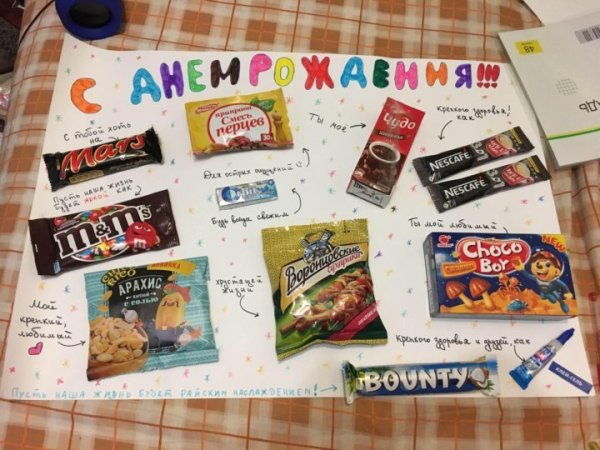 Сладкий подарок своими руками на ватмане