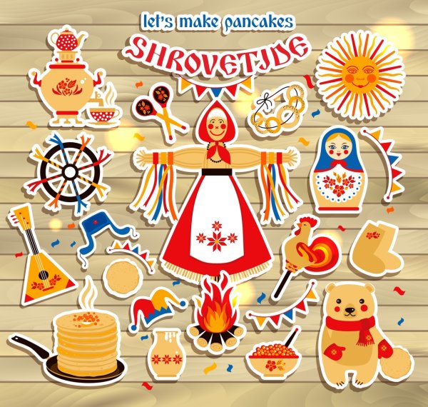 Масленица векторный набор