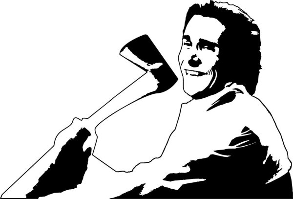 Патрик Бейтман на белом фоне