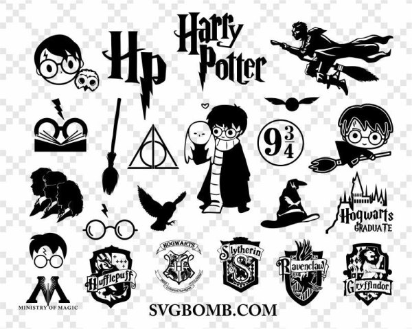 Чёрно белые наклейки Гарри Поттер