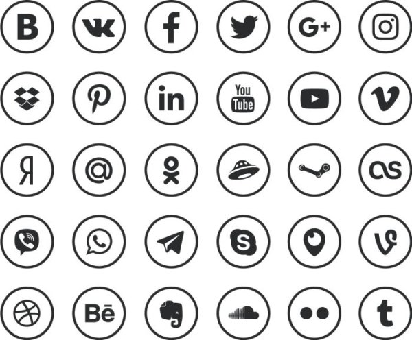 Круглые иконки соц сетей