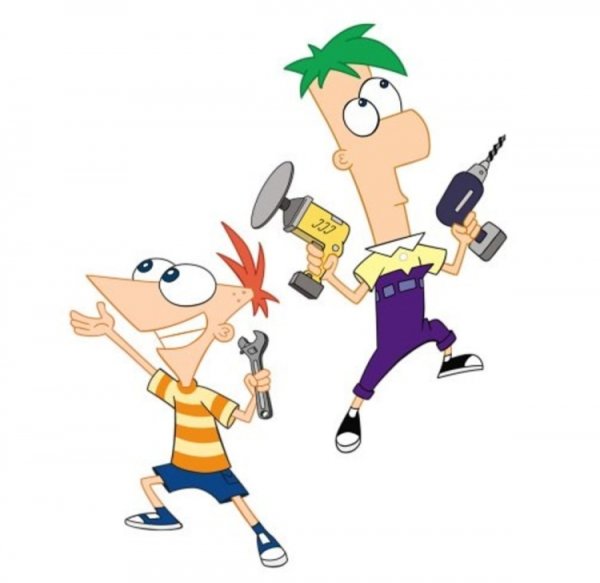 Финес и Ферб с инструментами