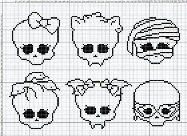 Череп по клеточкам маленький