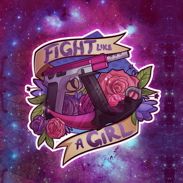 Наклейка КС го Fight like a girl