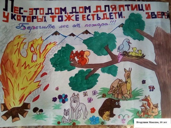 Рисунок на тему берегите лес от пожара
