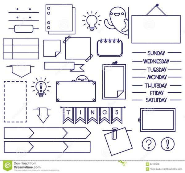Векторные иконки Bullet Journal