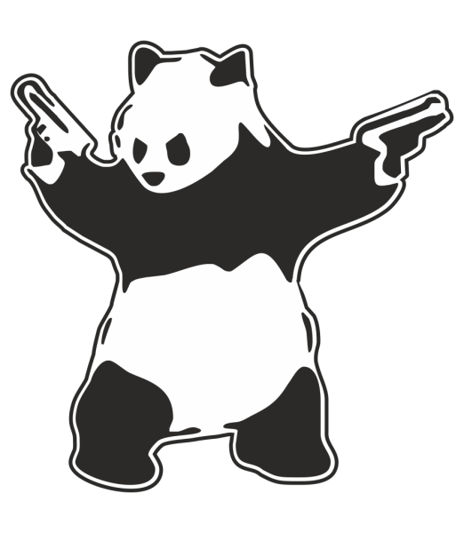 Наклейка на авто Панда с пистолетами