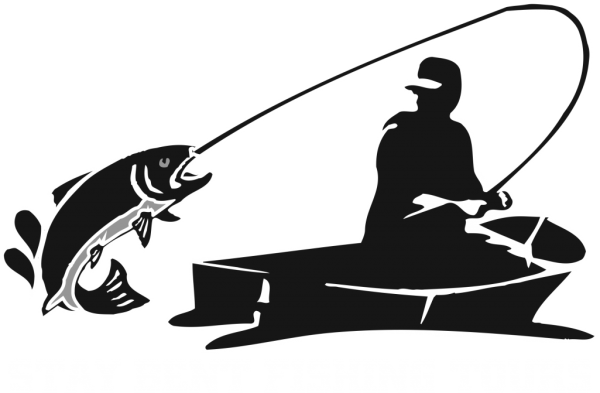 Трафарет рыбака с удочкой