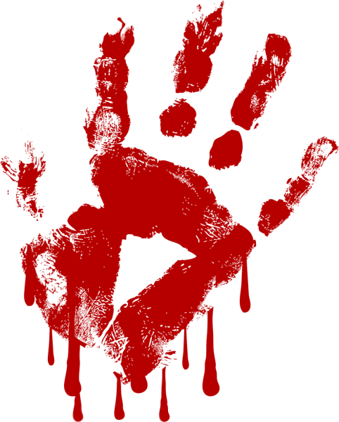 Кровавый отпечаток руки